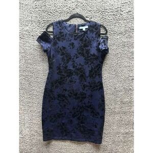 Prosecco Floral Wendy Navy Mini Cold Shoulder Mini Dress Navy Blue Womens Size 6